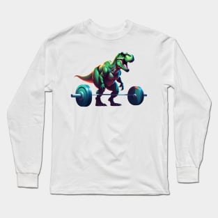 T-Rex Bodybuilder, Deadlifting, Long Sleeve T-Shirt